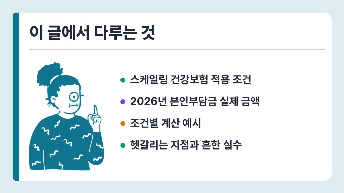 스케일링 건강보험 적용 2026 – 급여 조건·본인부담금·실비 청구 정리 이 글에서 다루는 것