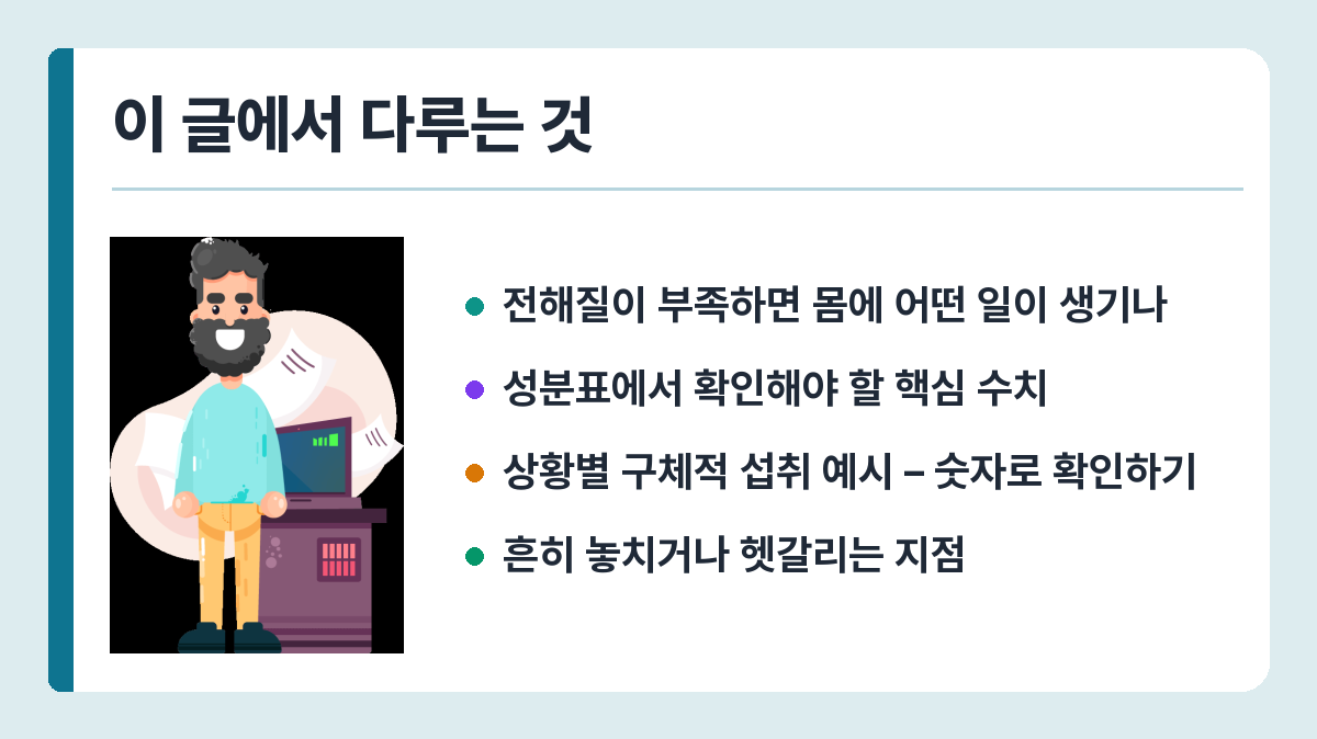 여름 전해질 보충제, 어떻게 골라야 할까 – 성분·형태·상황별 기준 정리 이 글에서 다루는 것