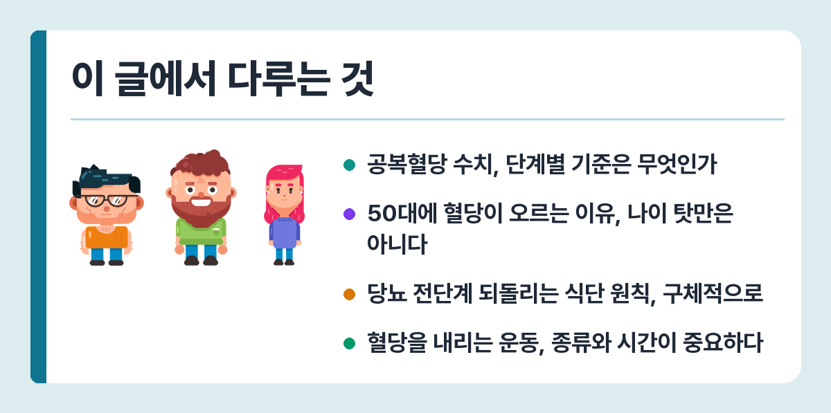 50대 공복혈당 경계 수치와 당뇨 전단계, 지금 바꿔야 할 생활 습관 이 글에서 다루는 것
