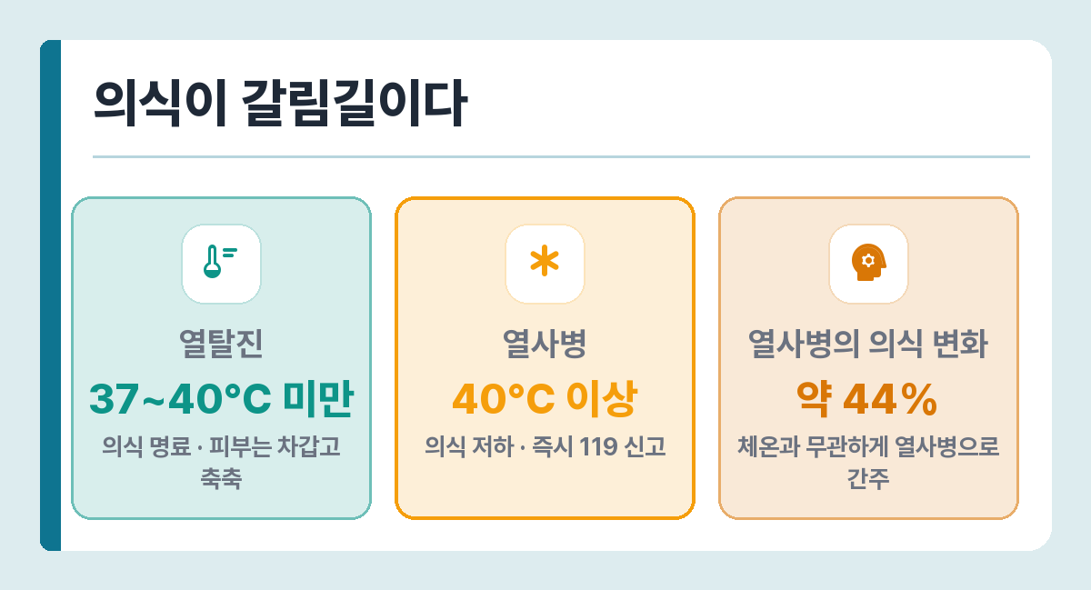 열탈진과 열사병 구별 기준